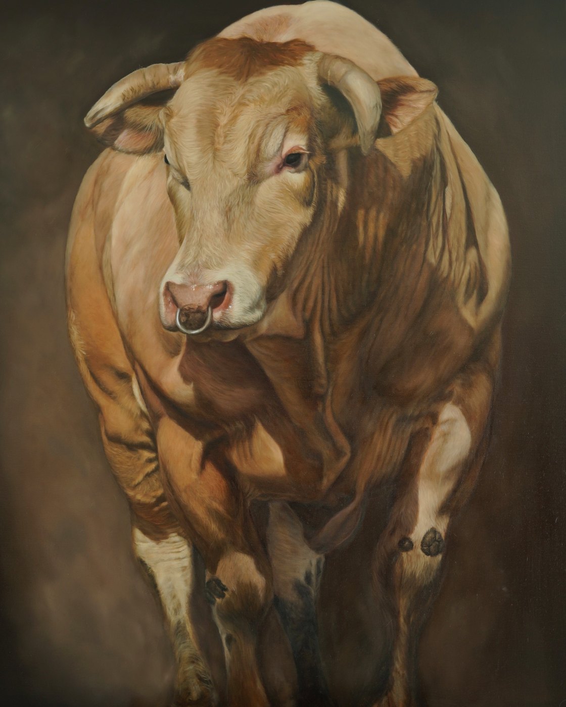 Still Force — oil painting of a bull by Elana Kamaeva
